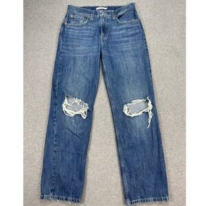 Levi's Jeans Women's 28 Blue Low Pro Straight Leg Whiskered Distressed Ripped